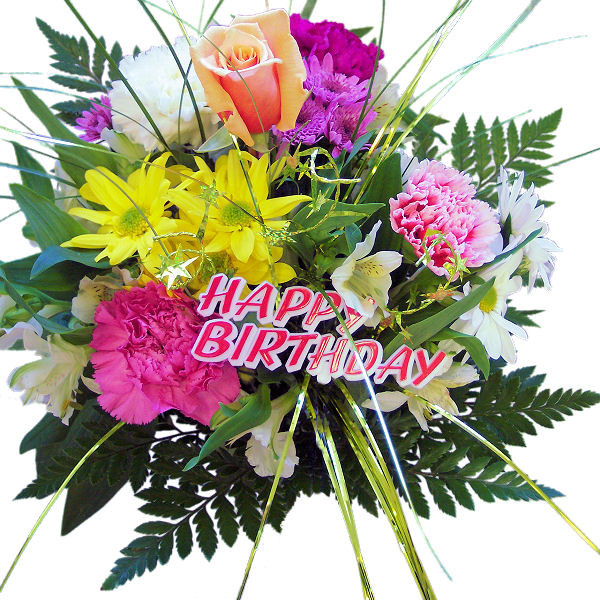 Birthday Wish With Colourful Flowers