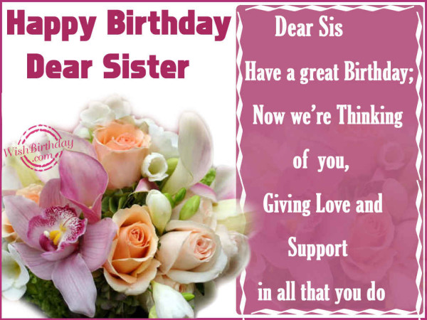 Dear Sister Have A Great Birthday!-wb2705