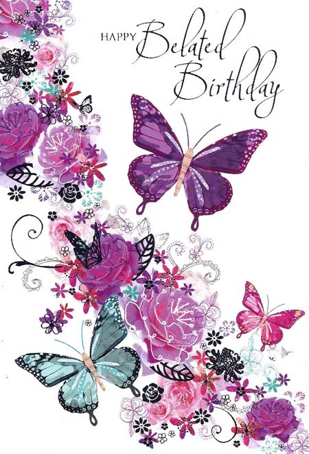 Happy Belated Birthday With Butterfly Image-wb123
