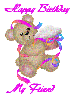 Happy Birthday Friend- Glittering Teddy-wb01048