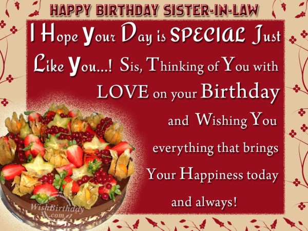 Happy Birthday Sister In Law With Fruit Cake-wb01059