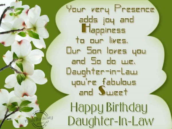Happy Birthday Sweet Daughter In Law-wb907