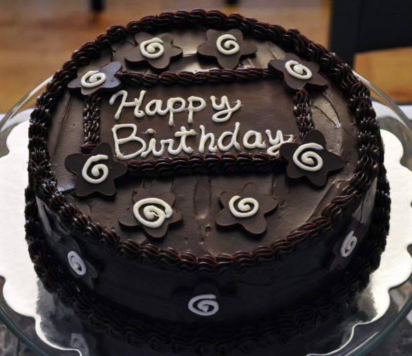 Happy Birthday With Black Chocolate Cake-wb3038