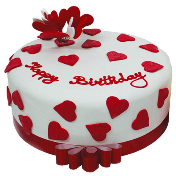 Happy Birthday With Red And White Cake-wb3046