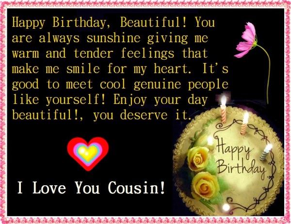 I Love You Cousin! Happy Birthday-wb2212