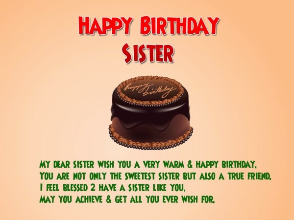 My Dear Sister Wish You  Very Warm And Happy Birthday-wb2743