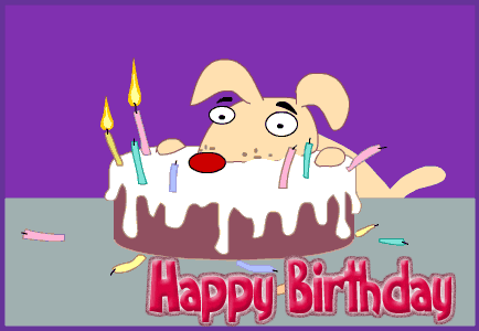 Happy Birthday With Animinated Puppy Image