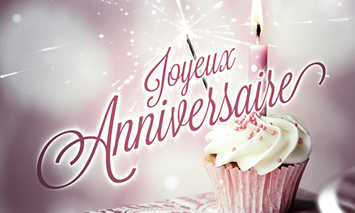 Joyueux Anniversaire With Cup Cake