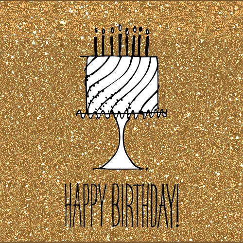 Birthday Cake On Golden Glitter-wb3604