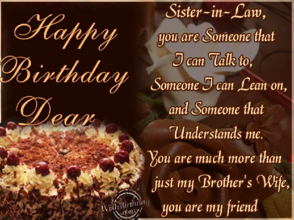 Happy Birthday Dear Sister In Law