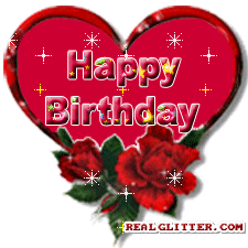 Happy Birthday - Heart And Roses Glitter-wg6411
