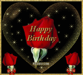 Happy Birthday Red Rose & Sparkle Heart Birthday-wg6435