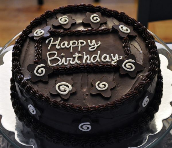 Happy Birthday With Dark Chocolate Cake