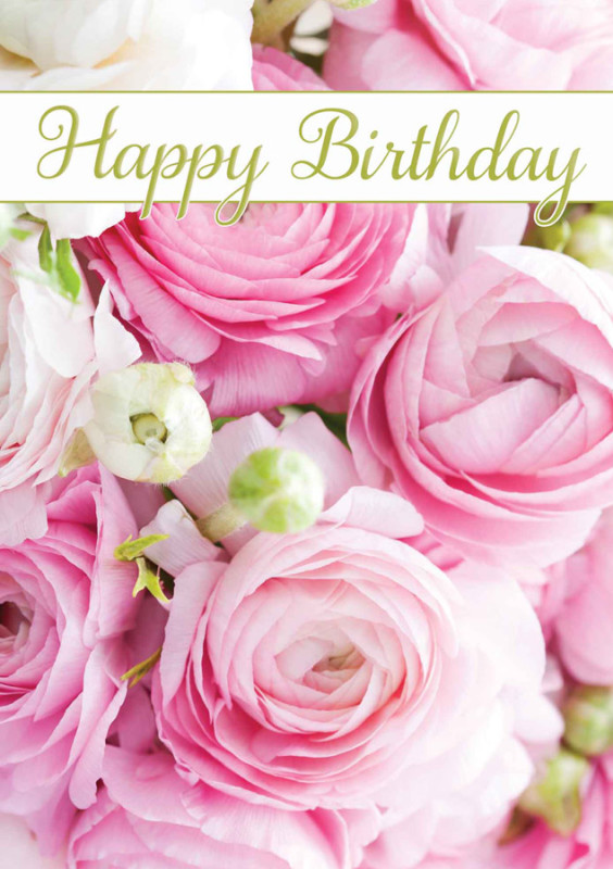 Happy Birthday With Pink Flowers-wb4117