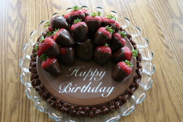 Happy Birthday With Stawberry Choco Cake