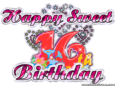 Happy Sixteenth Birthday - Glitters-wb0707
