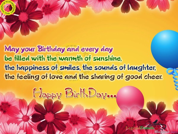 May Your Birthday Be Filled With The Warmth Of Sunshine-wb00516