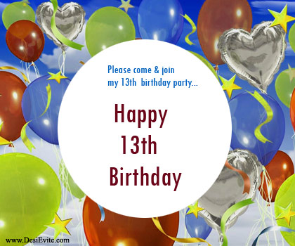 Please Come And Join My Thirteenth Birthday-wb027