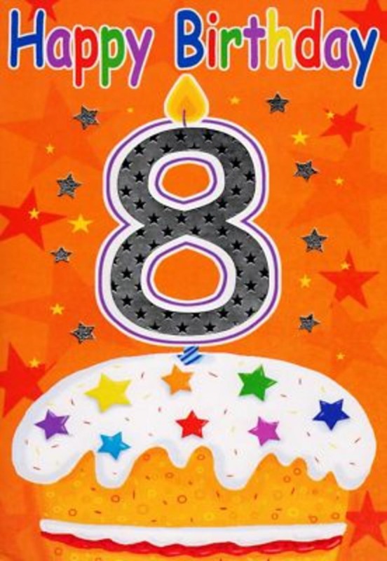 Happy Eighth Birthday Wish With Cake-wb078039