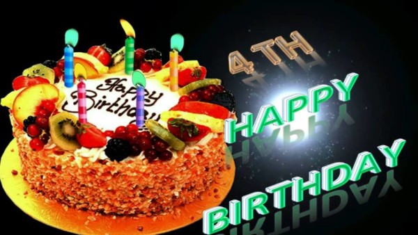 Happy Fourth  Birthday With Cake-wb9829