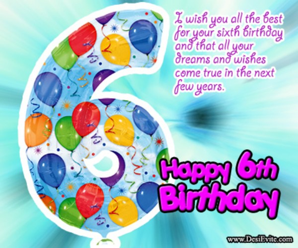 Happy Sixth Birthday Wish-wb078068