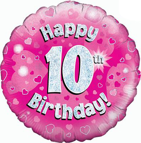 Happy Tenth Birthday - Pink Balloon-wb078074
