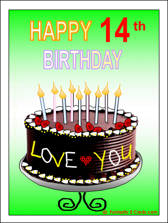 Happy Fourteenth Birthday - Animated Image-wb078150
