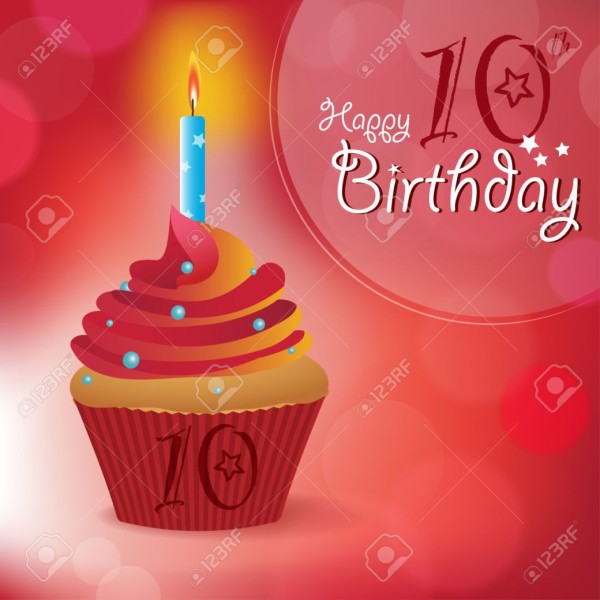 Wish You Happy Tenth Birthday With Cake-wb078155