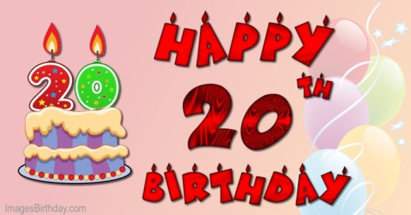 Wish You Happy Twentieth Birthday With Cake-wb078162