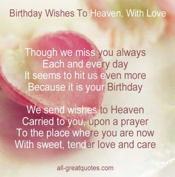 Birthday Wishes To Heaven With Love-wb0160080