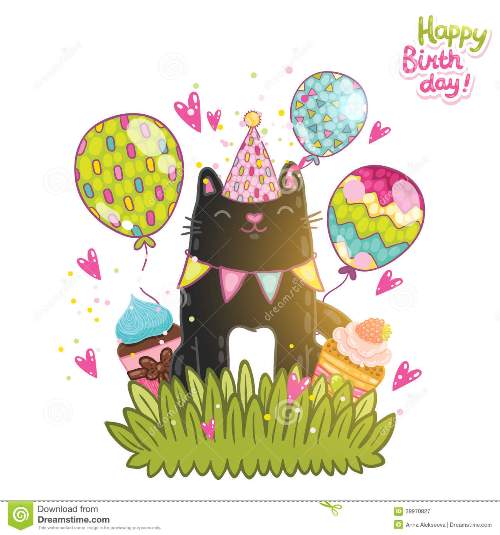 Black Cat - Happy Birthday-wb16042