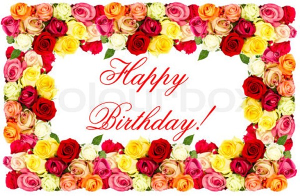Happy Birthday With Colorful Flowers-wb16168