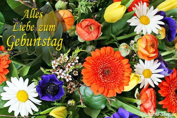 Happy Birthday With Fowers - German